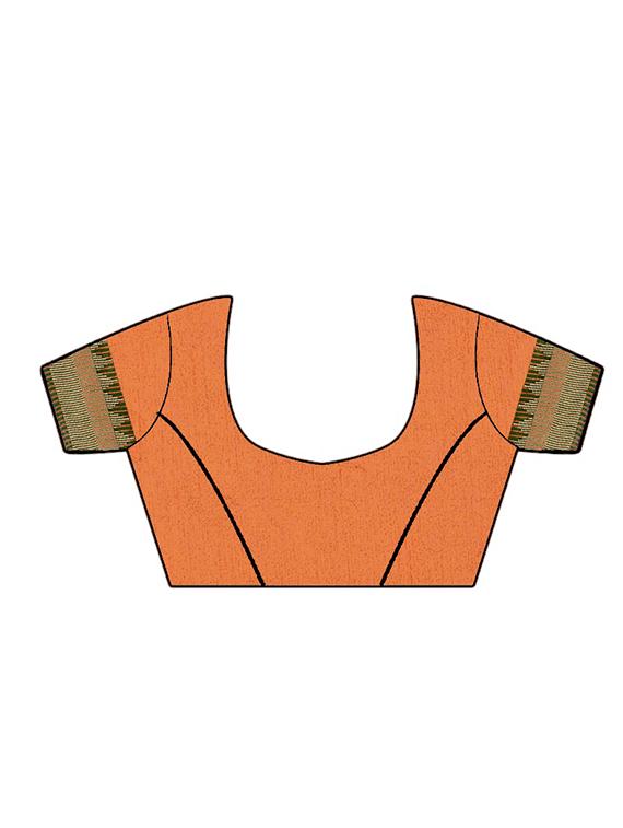 solid bordered bhagalpuri saree with blouse - 17639994 - Zoom Image - 5