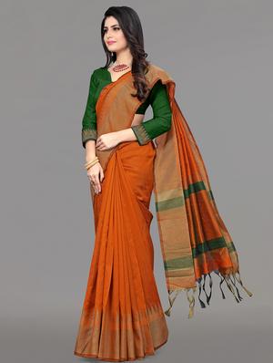 solid bordered bhagalpuri saree with blouse - 17639999 - Standard Image - 2