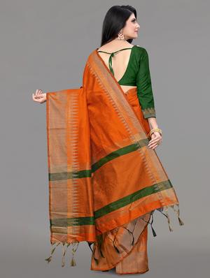 solid bordered bhagalpuri saree with blouse - 17639999 - Standard Image - 4