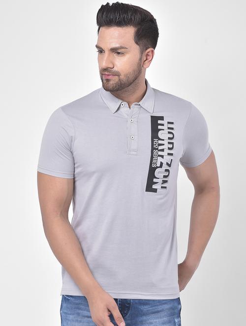grey printed polo t-shirt - 17640162 - Standard Image - 1