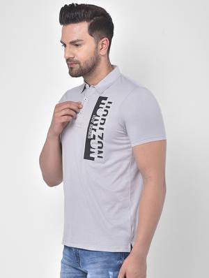 grey printed polo t-shirt - 17640162 - Standard Image - 2