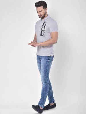 grey printed polo t-shirt - 17640162 - Standard Image - 4