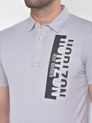grey printed polo t-shirt - 17640162 - Standard Image - 5