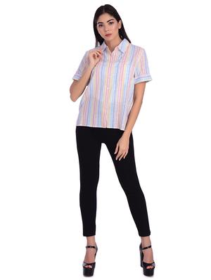high low striped shirt - 17640173 - Standard Image - 4