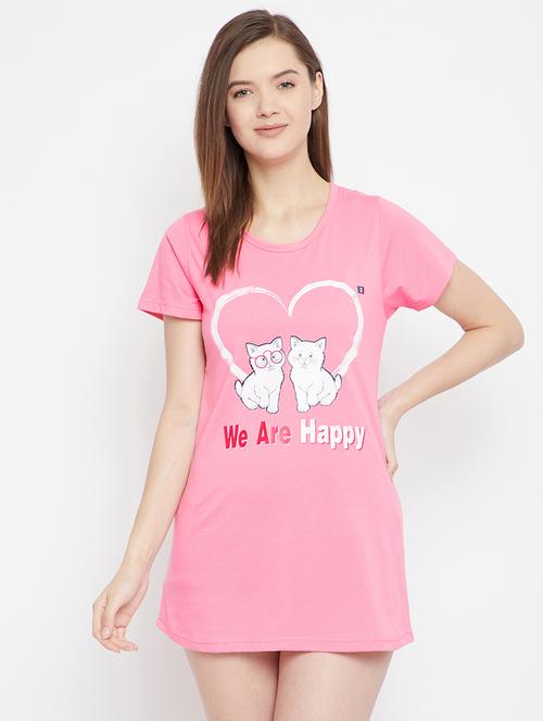 pink cotton blend regular tee - 17641176 - Standard Image - 1