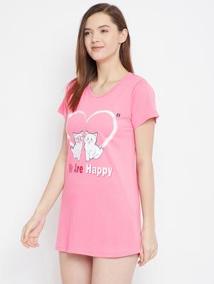 pink cotton blend regular tee - 17641176 - Standard Image - 2