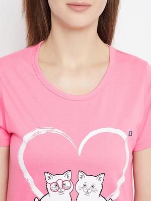 pink cotton blend regular tee - 17641176 - Standard Image - 5