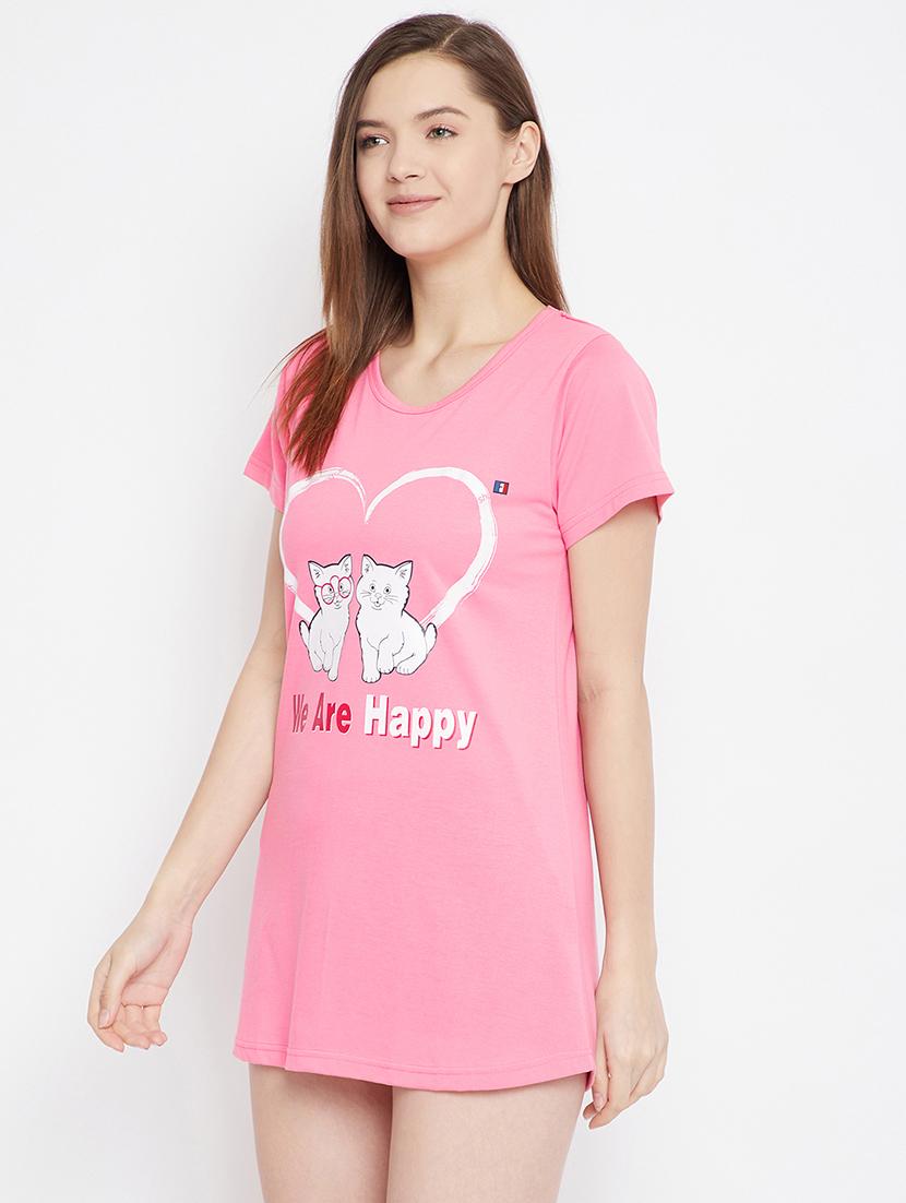 pink cotton blend regular tee - 17641176 - Zoom Image - 2