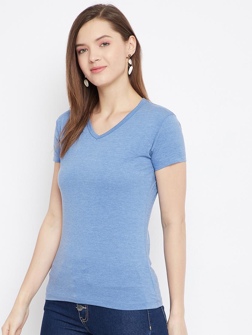 v-neck solid tee - 17641196 - Zoom Image - 2