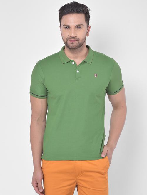 green solid polo t-shirt - 17641697 - Standard Image - 1
