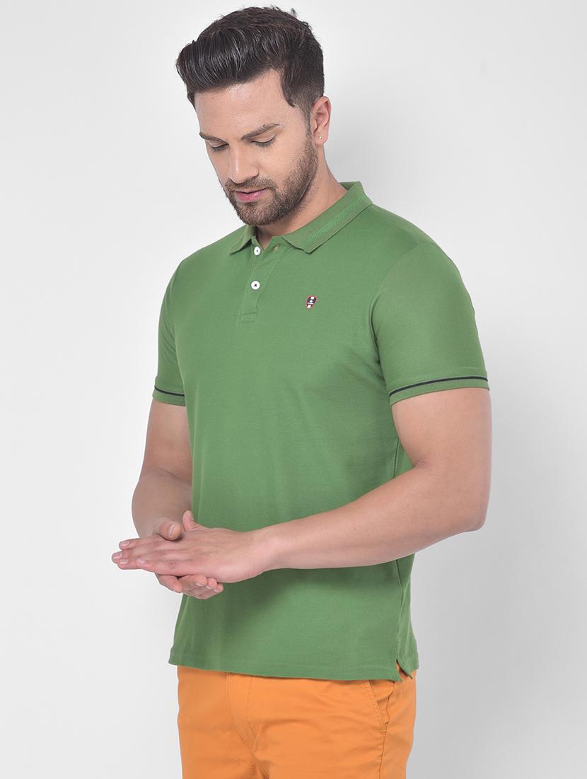 green solid polo t-shirt - 17641697 - Zoom Image - 2
