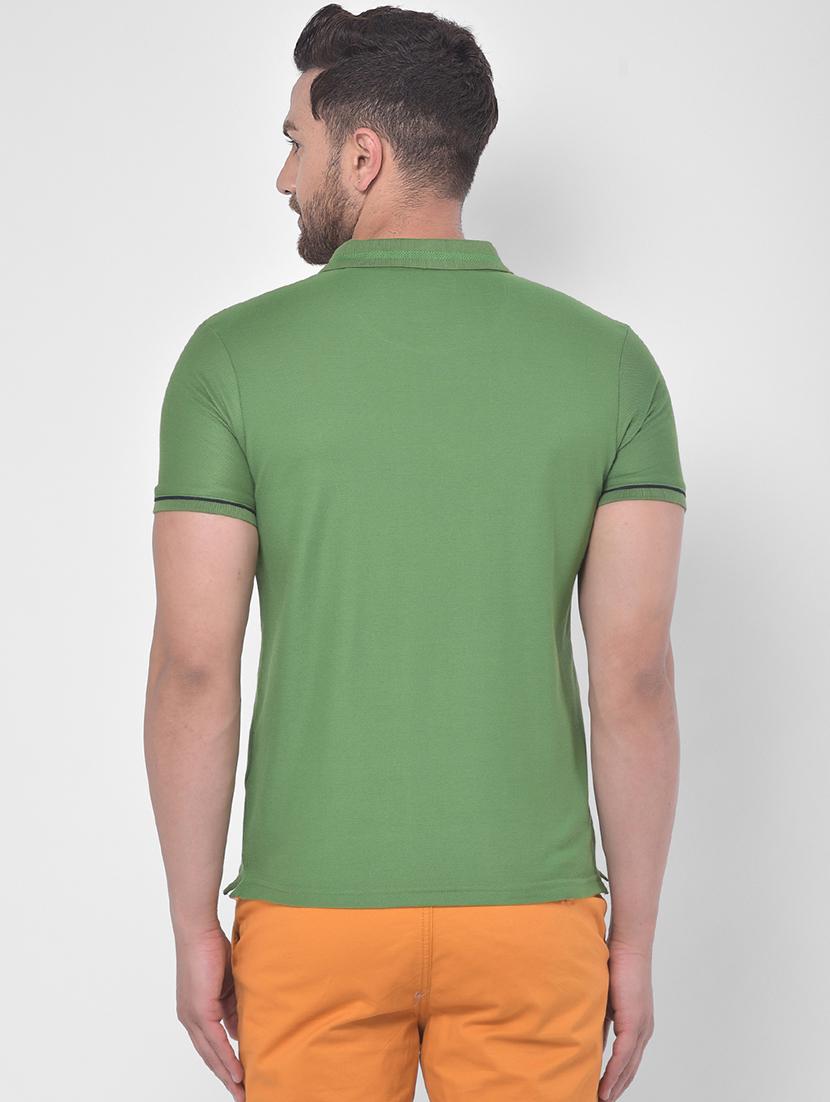 green solid polo t-shirt - 17641697 - Zoom Image - 3