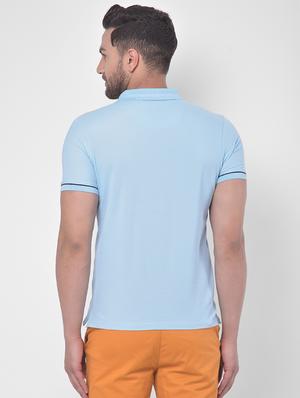 light blue solid polo t-shirt - 17641698 - Standard Image - 3