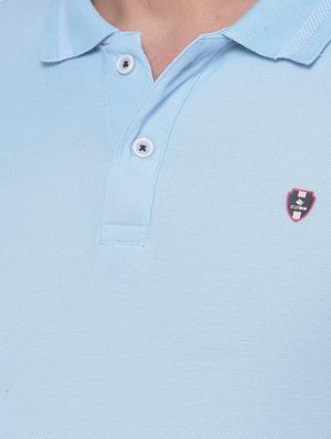 light blue solid polo t-shirt - 17641698 - Standard Image - 5