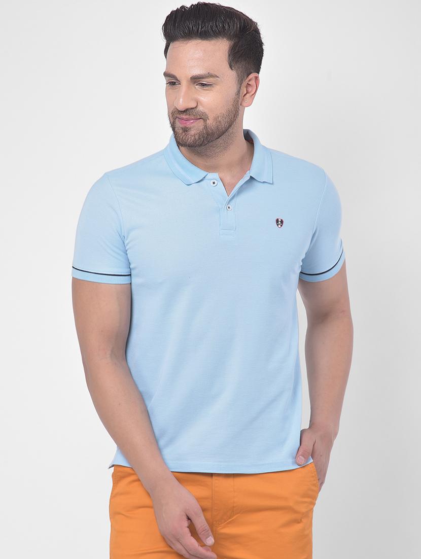 light blue solid polo t-shirt - 17641698 - Zoom Image - 1