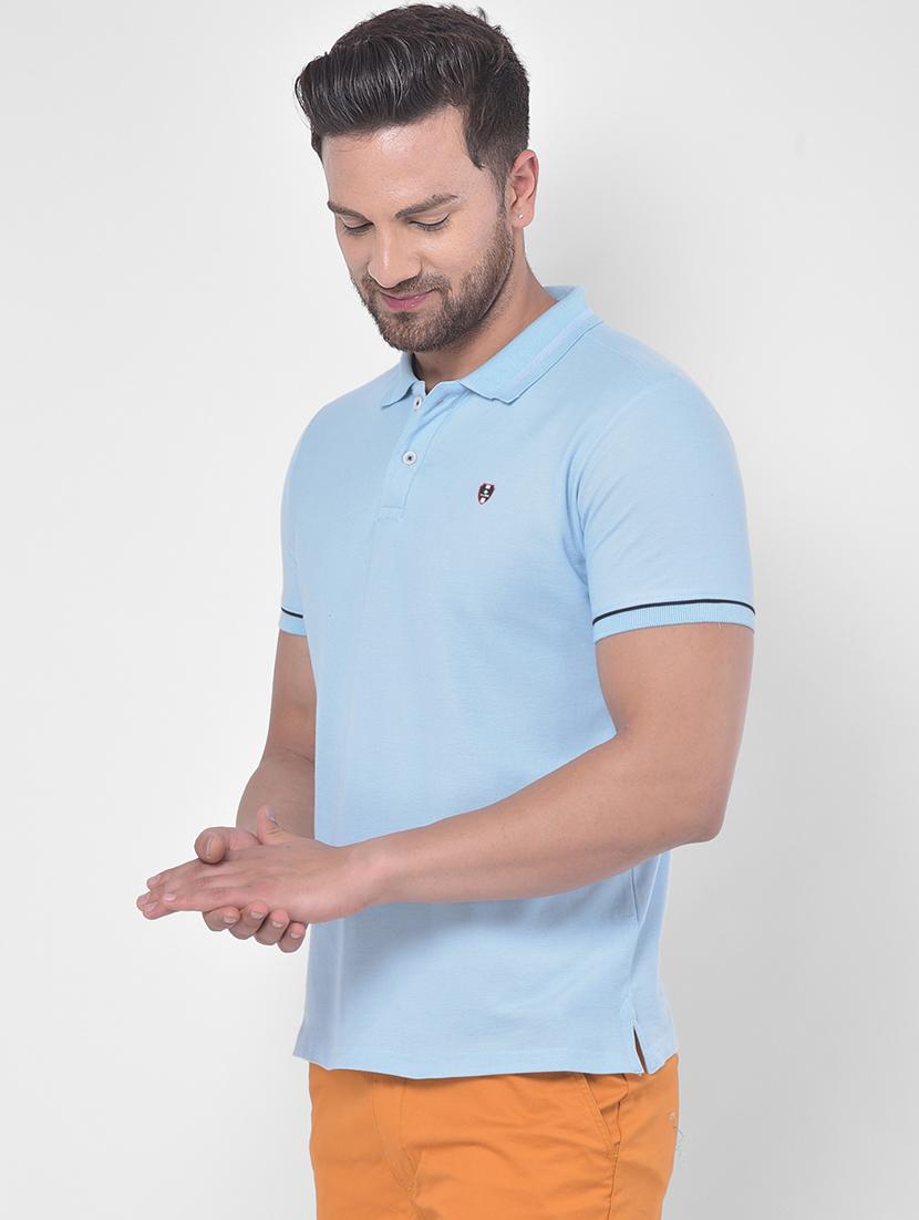 light blue solid polo t-shirt - 17641698 - Zoom Image - 2