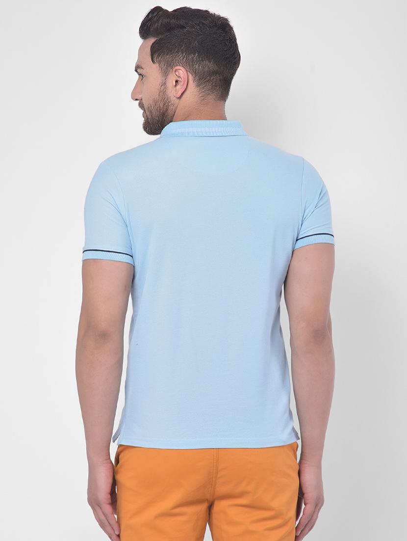 light blue solid polo t-shirt - 17641698 - Zoom Image - 3