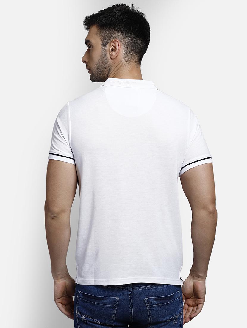 white solid polo t-shirt - 17641700 - Zoom Image - 3