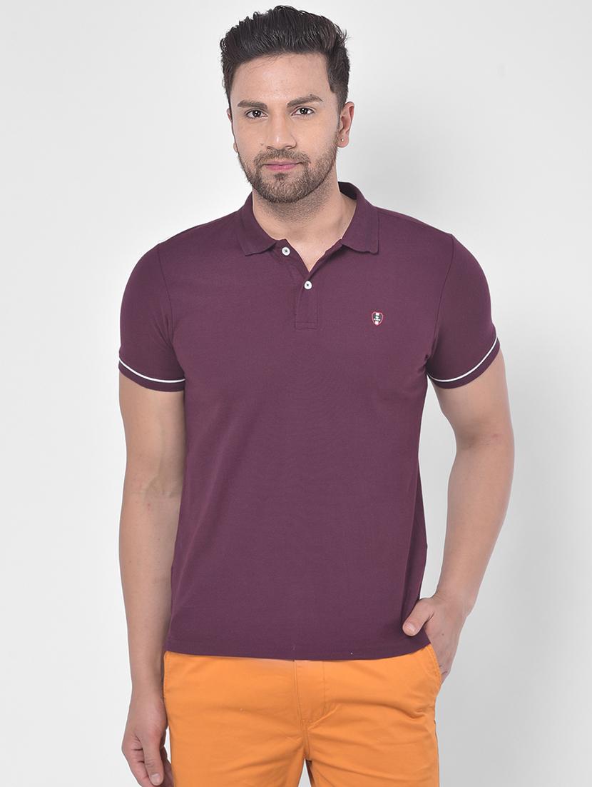 purple solid polo t-shirt - 17641701 - Zoom Image - 1