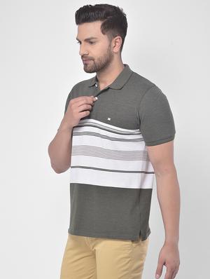 olive green striped polo t-shirt - 17641711 - Standard Image - 2
