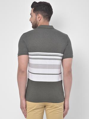 olive green striped polo t-shirt - 17641711 - Standard Image - 3