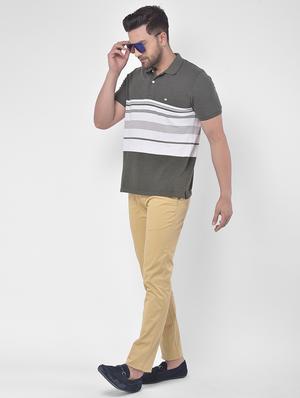 olive green striped polo t-shirt - 17641711 - Standard Image - 4