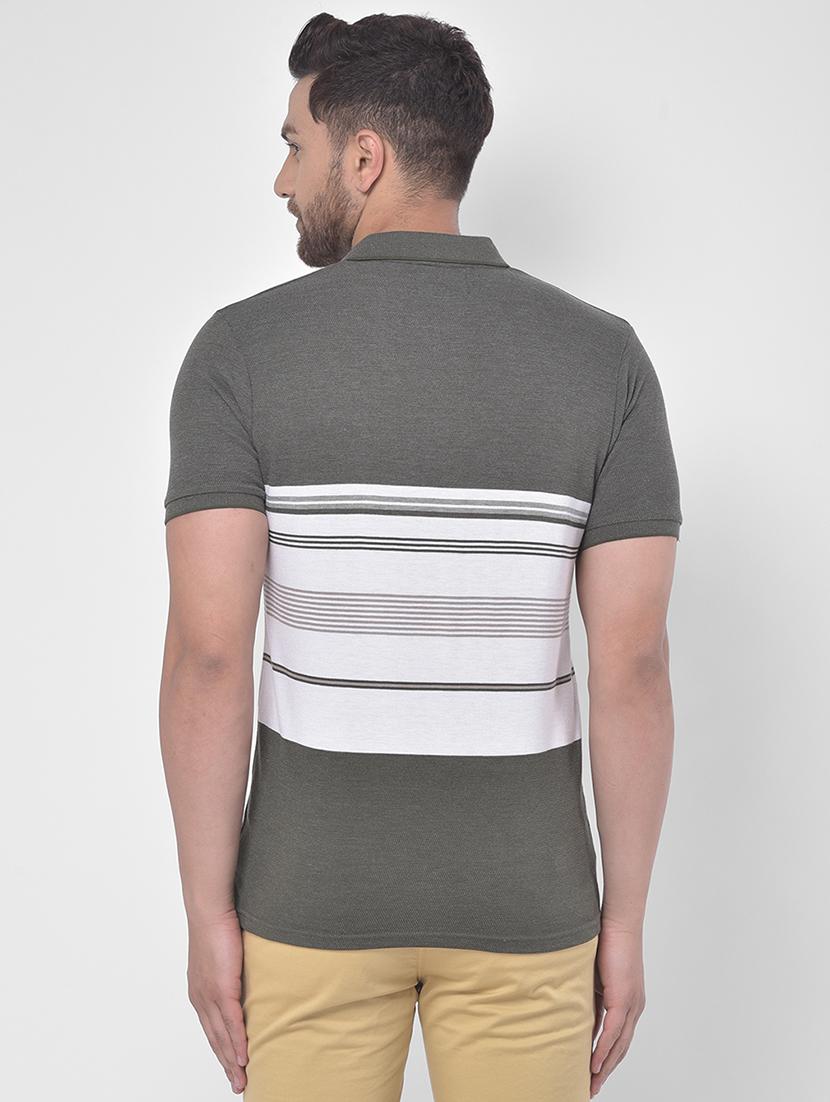 olive green striped polo t-shirt - 17641711 - Zoom Image - 3