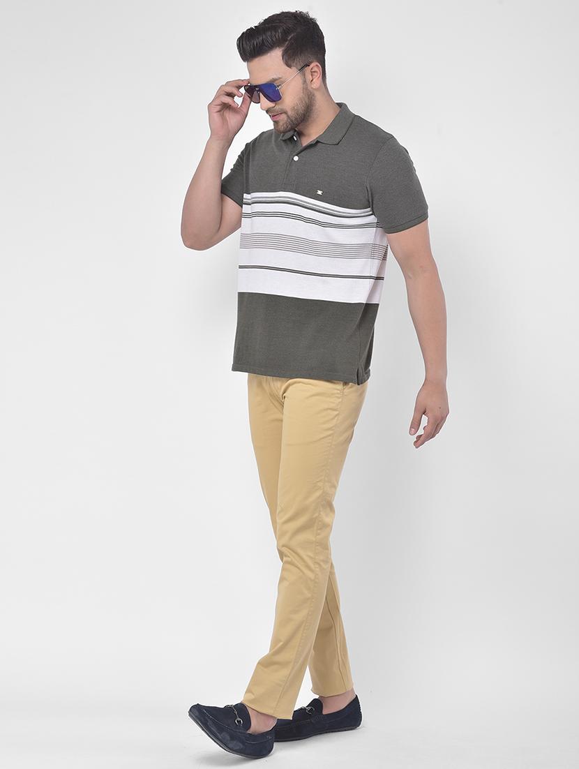 olive green striped polo t-shirt - 17641711 - Zoom Image - 4