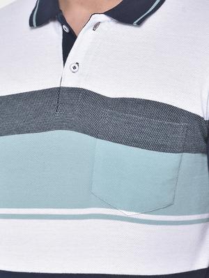 navy blue color block polo t-shirt - 17641719 - Standard Image - 5