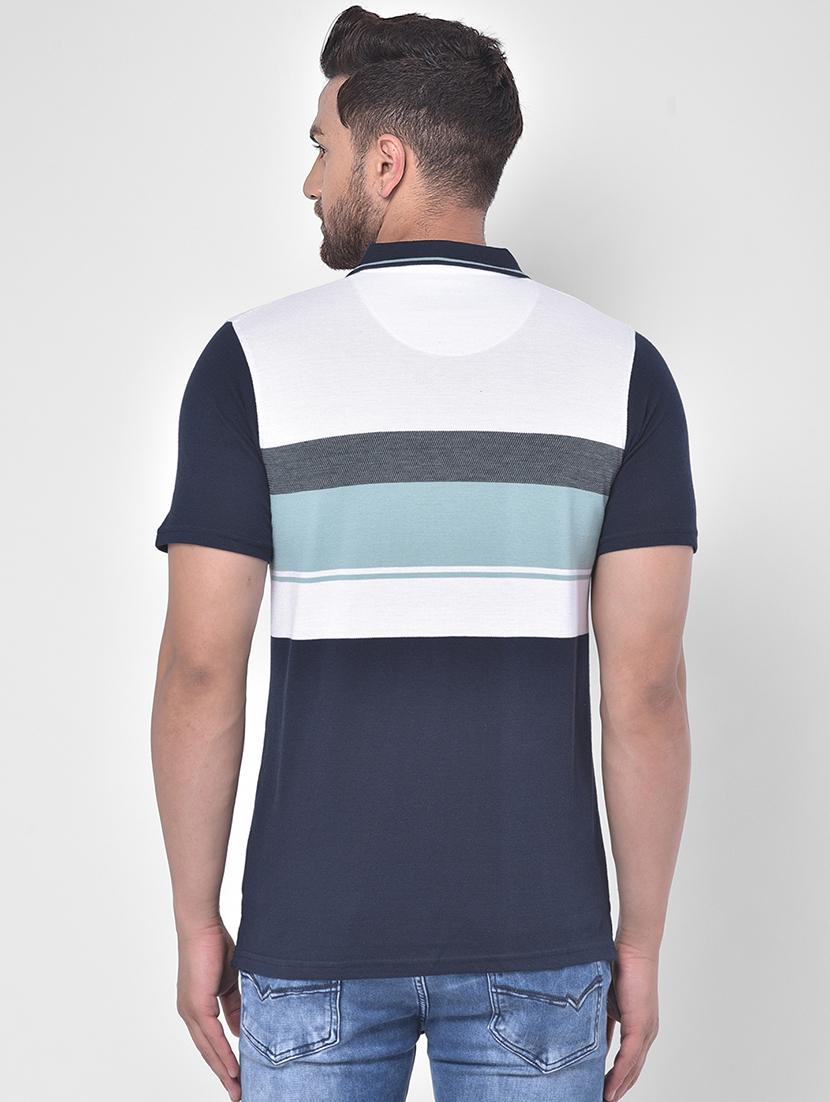 navy blue color block polo t-shirt - 17641719 - Zoom Image - 3