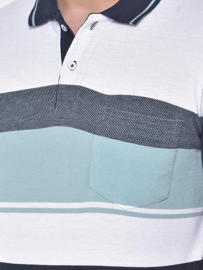 navy blue color block polo t-shirt - 17641719 - Zoom Image - 5
