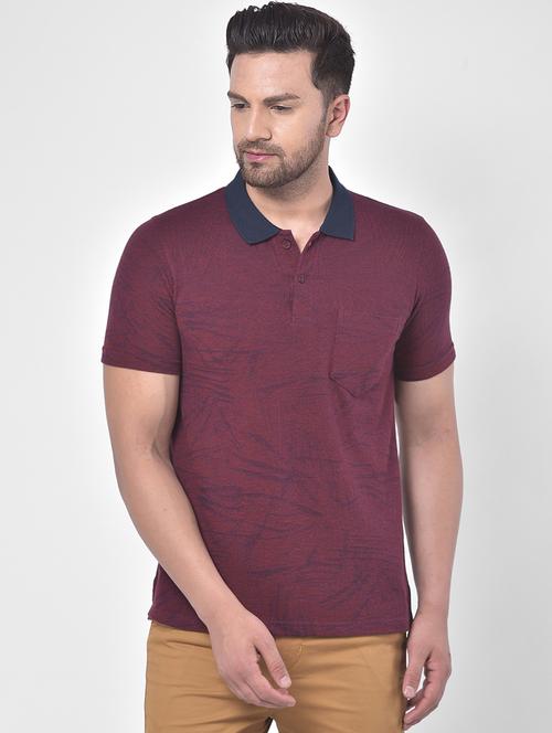 maroon solid polo t-shirt - 17641733 - Very Small Image - 1