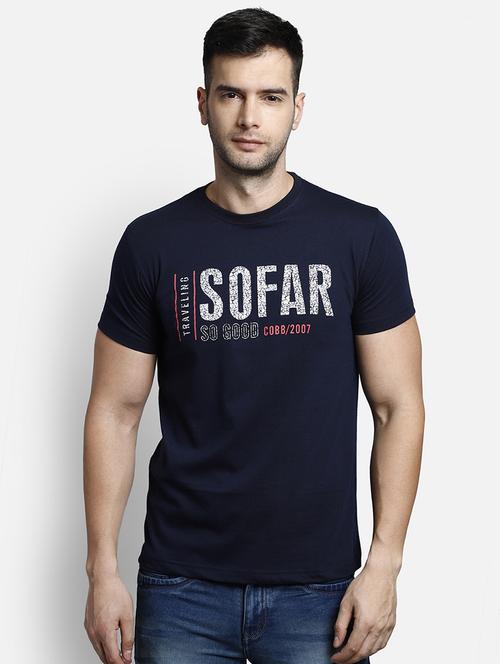 navy blue printed t-shirt - 17641744 - Standard Image - 1