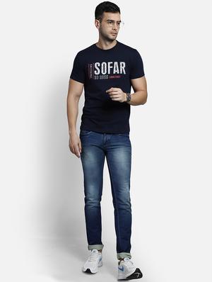 navy blue printed t-shirt - 17641744 - Standard Image - 4
