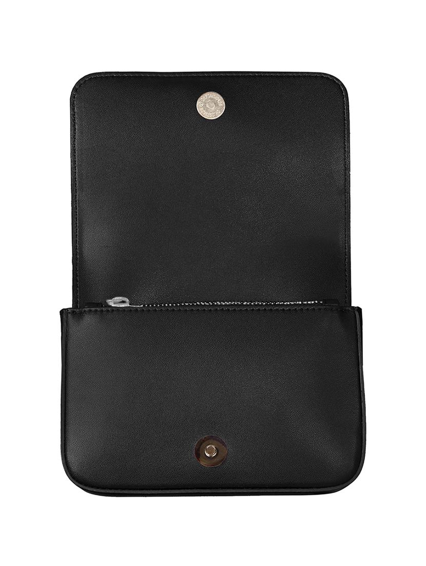 black colored leatherette (pu) regular sling bag - 17641988 - Zoom Image - 3