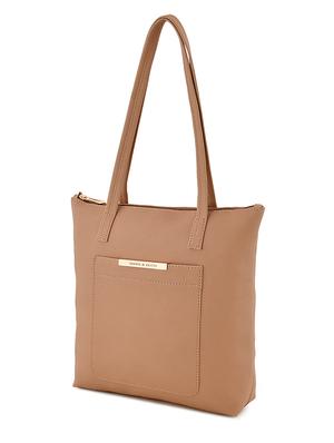 nude leatherette (pu) combo handbag - 17642017 - Standard Image - 4