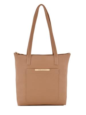 nude leatherette (pu) combo handbag - 17642017 - Standard Image - 5