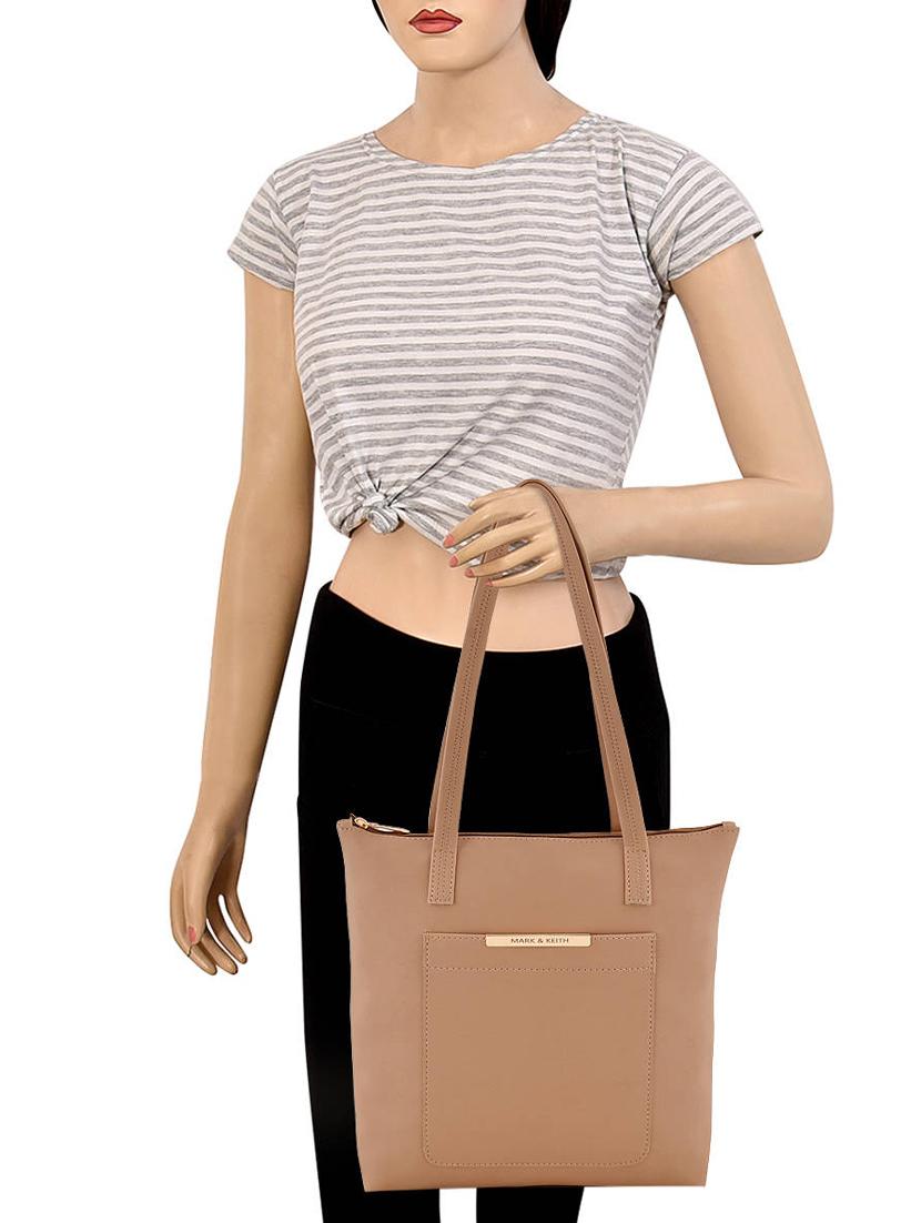 nude leatherette (pu) combo handbag - 17642017 - Zoom Image - 9
