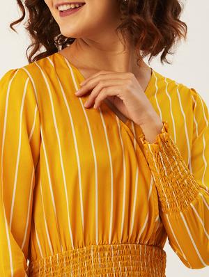 overlap neck smocked bodycon dress - 17642060 - Standard Image - 7