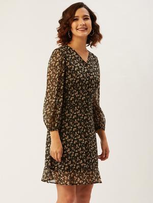 v-neck floral a-line dress - 17642068 - Standard Image - 3