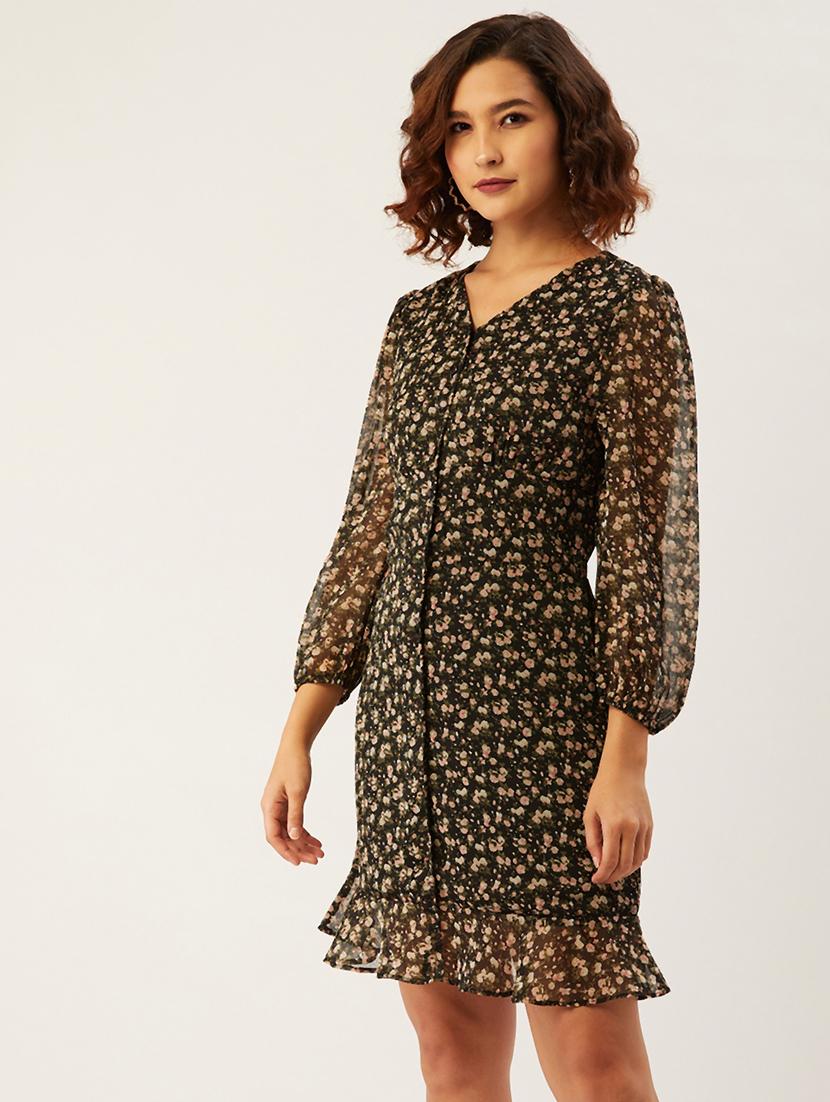 v-neck floral a-line dress - 17642068 - Zoom Image - 2