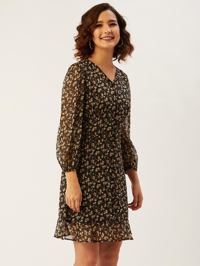 v-neck floral a-line dress - 17642068 - Zoom Image - 3