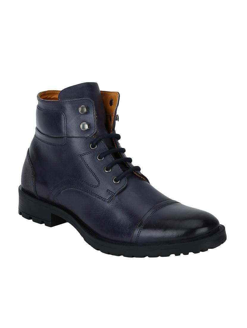 navy leather lace up boots - 17642168 - Zoom Image - 1