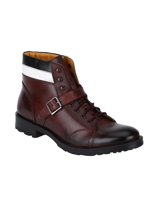 maroon colored lace up boot - 17642177 - Standard Image - 1