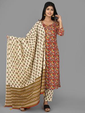 red cotton suit set - 17642262 - Standard Image - 2
