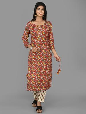 red cotton suit set - 17642262 - Standard Image - 3