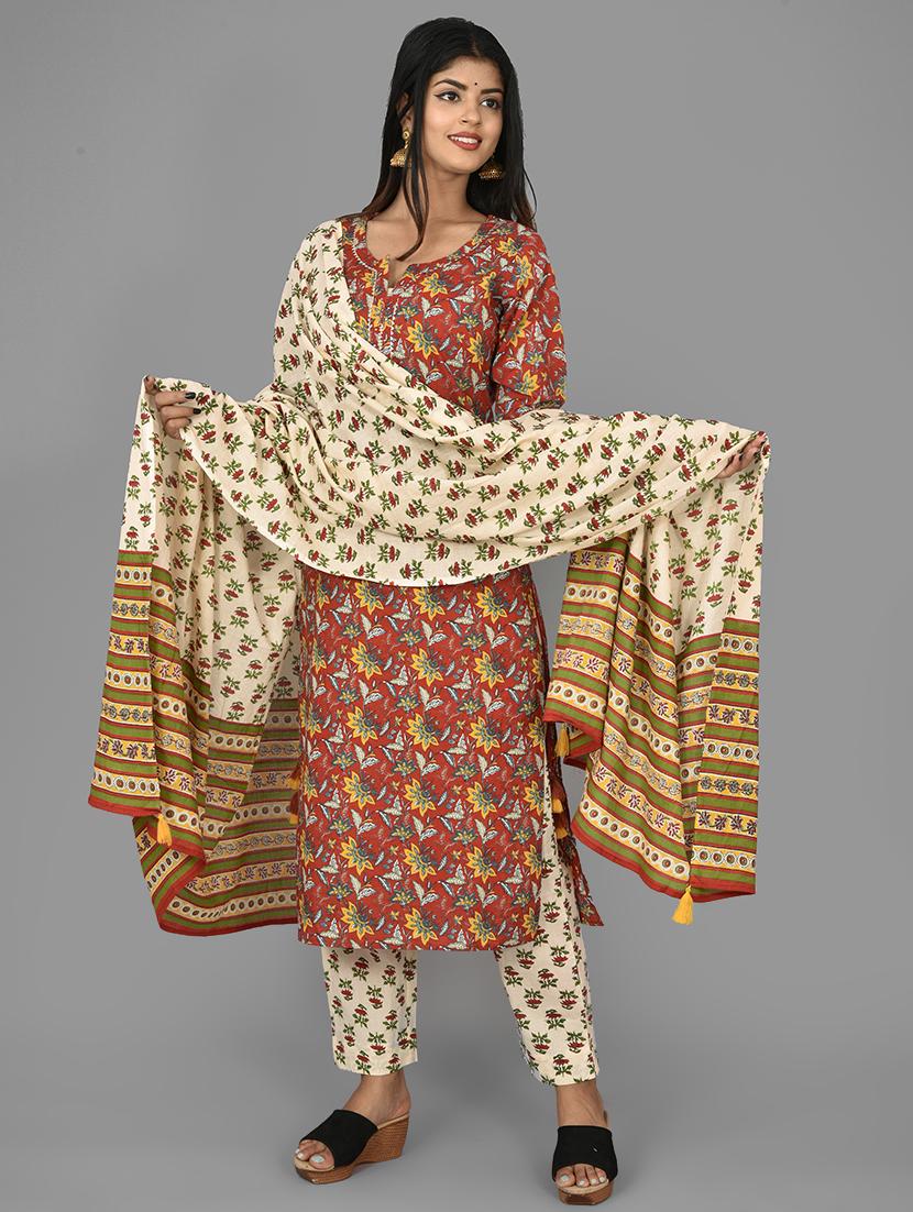 red cotton suit set - 17642262 - Zoom Image - 1