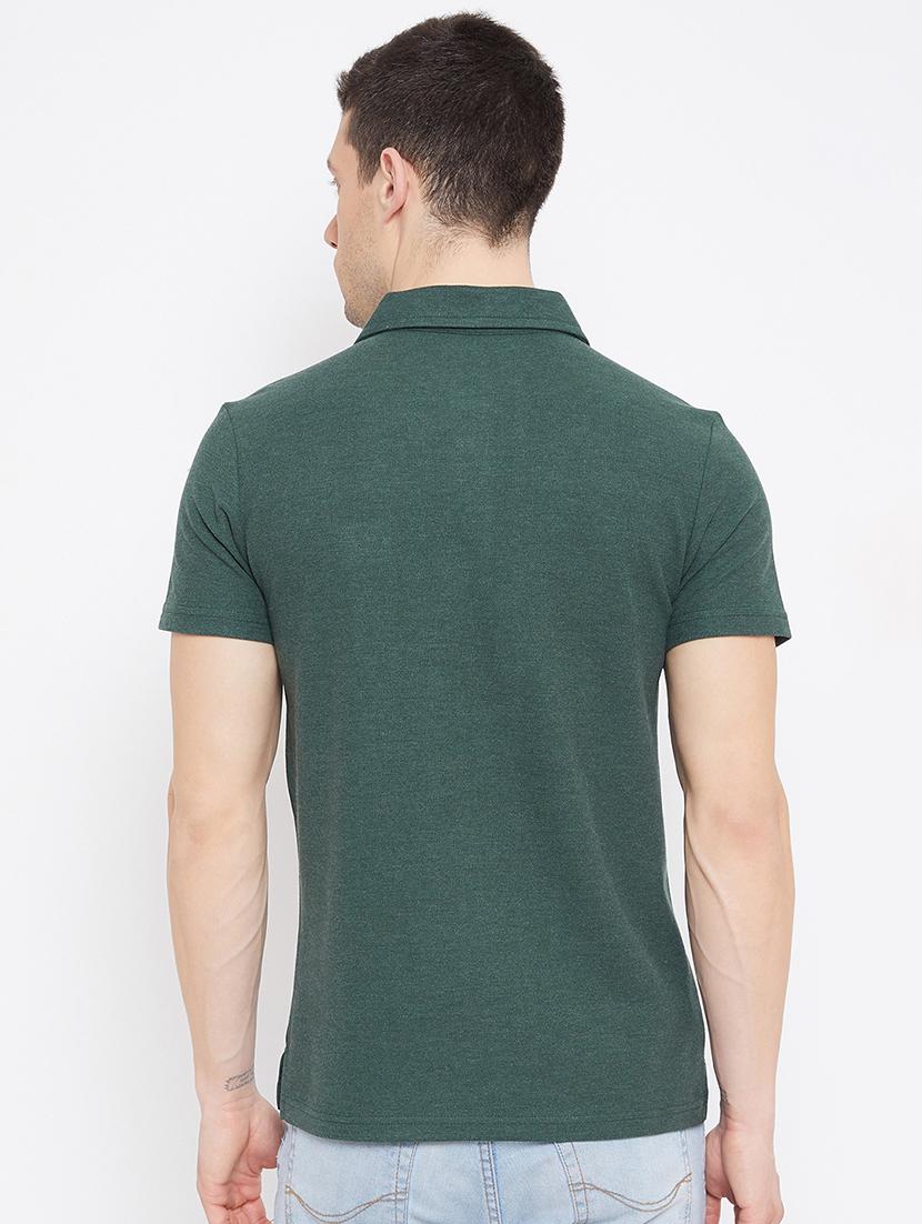 green solid polo t-shirt - 17642422 - Zoom Image - 3