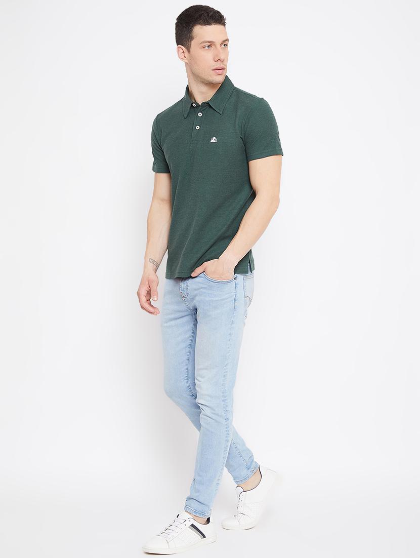 green solid polo t-shirt - 17642422 - Zoom Image - 4