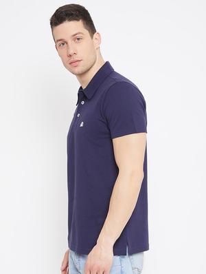 navy blue solid polo t-shirt - 17642423 - Standard Image - 2